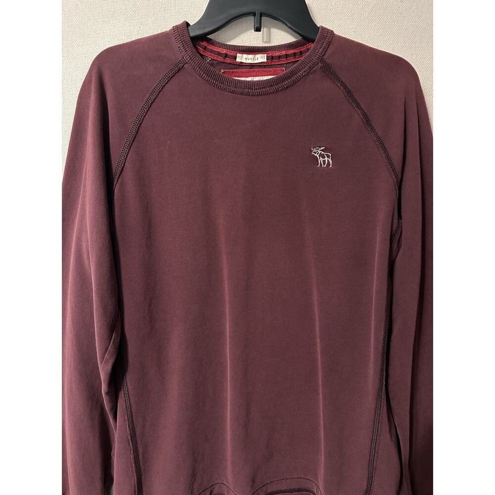Abercrombie & Fitch Mens Muscle Shirt Sz M Soft Long Sleeve Sweatshirt Maroon - Picture 2 of 10
